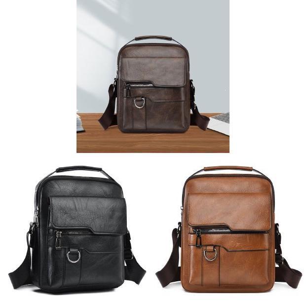 Mens Lightweight Multilayer Business Crossbody Bag With 8in Laptop Storage