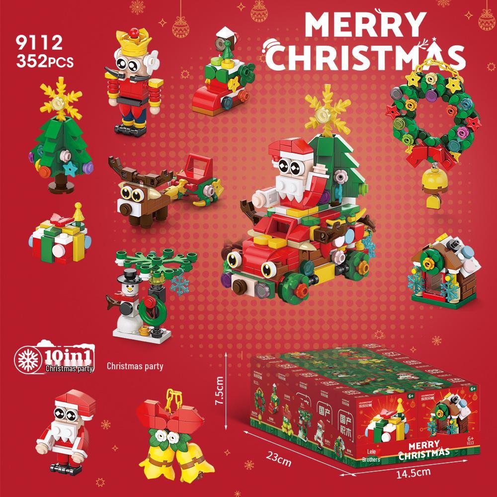 Santa Claus & Reindeer Building Set: Small Particle Christmas Toys for Kids, Compatible with Lego