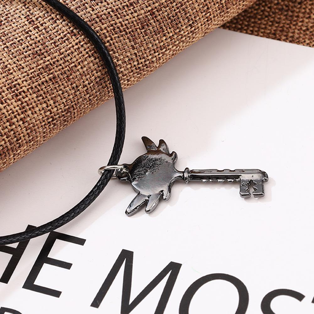 Hell Inn Cartoon Key Pendant & Winged Heart Avatar Necklace Set