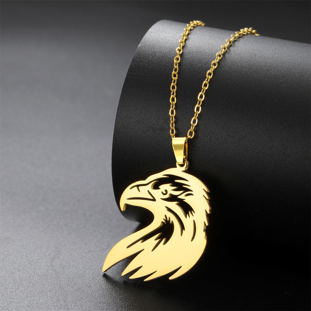 My Shape Punk Eagle Head Pendant Necklaces Stainless Steel Animal Bird Bald Eagle Charms Neck Chain Choker Jewelry Men’s Gifts