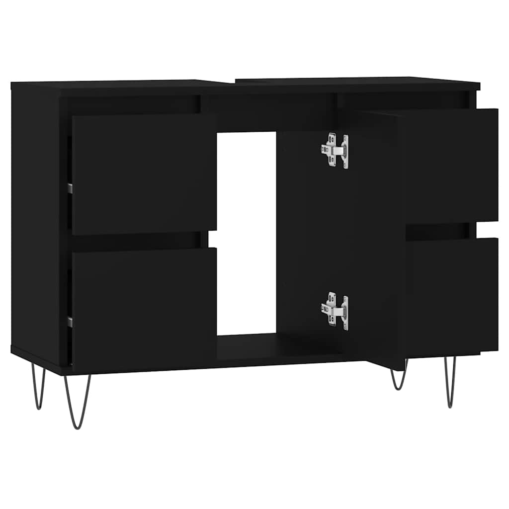 Bathroom Cabinet Black 80x33x60 Cm Particleboard