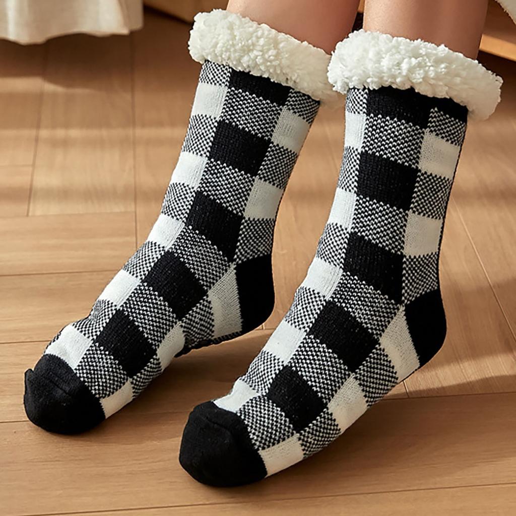Damen Bodensocken, Winter Fleece-gefütterte Lammwollsocken, Schlaf-Haussocken, Schneesocken, Postpartale Socken, Teppichsocken