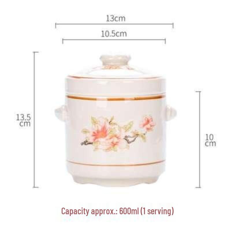 

Ceramic Double Lid Stew Pot for Single-Serve Bird s Nest and Braised Soups