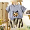 Set di Abbigliamento Estivo per Bambini Set T-shirt a Maniche Corte con Stampa di Animali Cartoni Animati Pantaloncini 2 Pezzi per Bambini e Bambine Morbido Cotone Abbigliamento Casual Quotidiano per Bambini