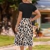 Women's Casual Cute Pattern Print Round Neck Midi Dress Basic Classic Outdoor Everyday Short Sleeve Loose Dress