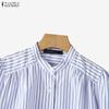 ZANZEA Women Casual Round Neck Long Sleeve Stripe Blouse