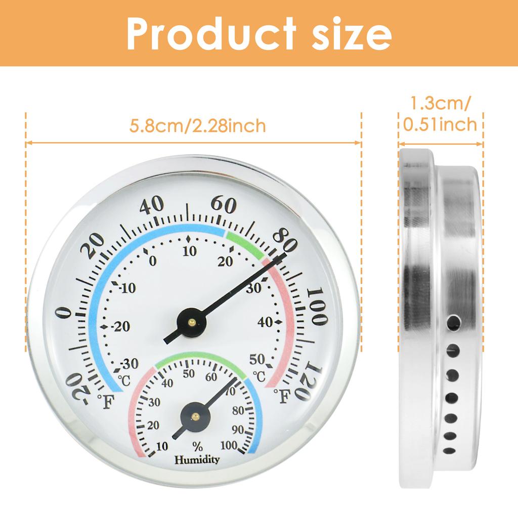 3Pcs Indoor 2 In 1 Analog Thermometer Hygrometer Aluminum Temperature Humidity Monitor Gauge Lightweight for Office Kitchen
