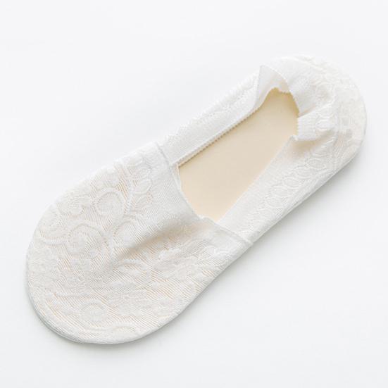 5 Paar Damensocken Elastisches Flaches Design Spitzenverzierungen Socken mit Bündchen Niedriger Schnitt Sommersocken Tägliches Tragen