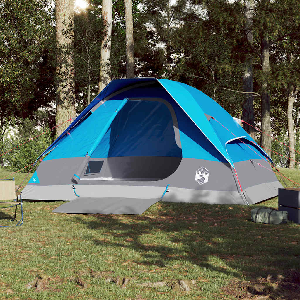 Dome Camping Tent for 4 Persons Blue Waterproof