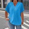 V Neck Casual Simple Summer Blouse Large Size Short Sleeve Fashion Elegant Buttons Shirts Ladies Solid Color Office Tops Elegant Sweet Clothing