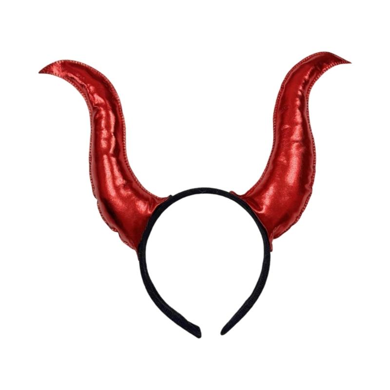 Halloween Cloth Devil Horn Headdress Nonslip Comfort Stretchable Unisex Hairband Props For Daily Use Event