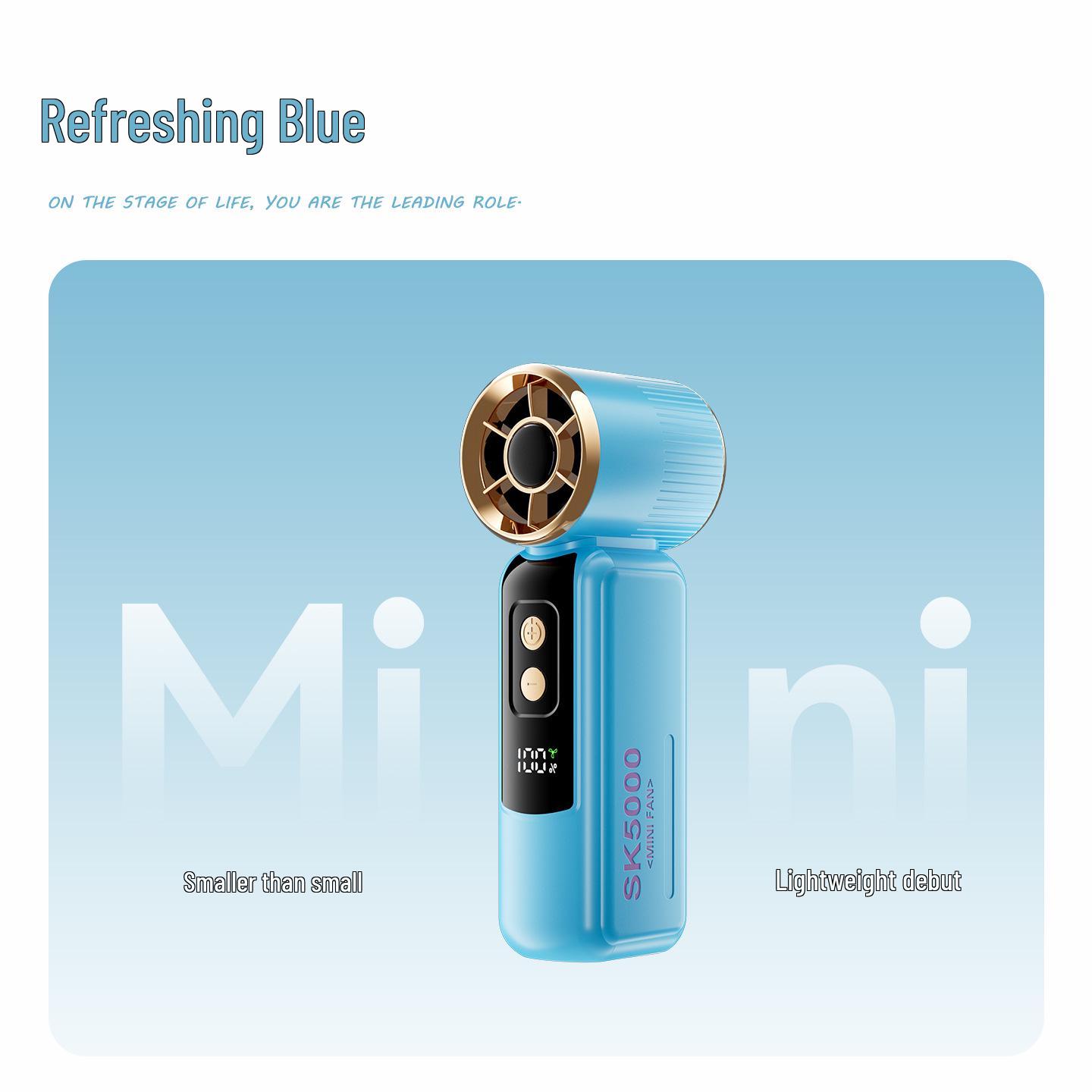 

SK5000 High-Speed Handheld Mini Turbine Fan: Portable Pocket Fan for Outdoor Use 57x41x125mm павлин голубой