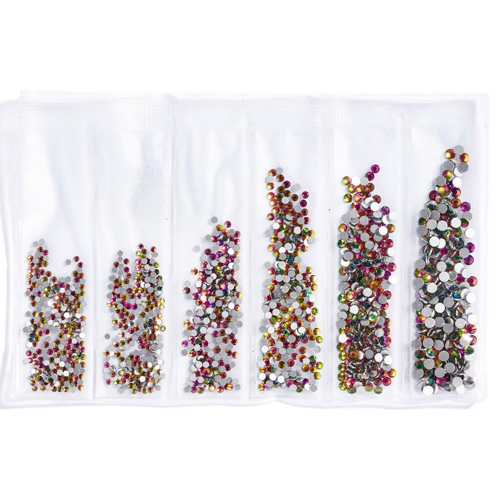 SS3-SS10 Colorful Glass Nail Rhinestones Multicolor Flat Back Crystal Strass Shiny Nail Art Gems Manicure Nails Art Decorations