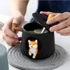 Niedliche Cartoon-Tier-Shiba-Inu-Keramikbecher, kreative Männer und Frauen, Paar mit Deckel, Löffel, Trinkwasser, Kaffeetasse