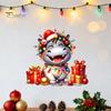 Easy Apply Animal Themed Decors Cartoon Hippo Christmas Wall Decal, Cute Sticker with Colorful Lights & Indoor Outdoor Festive Ornaments Xmas