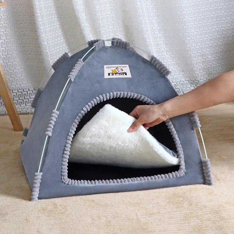Winter Warme Haustier Katze Zelt Höhle Faltbare Warme Katze Schlafen Bett Nette Kätzchen Welpen Waschbar Haustier Haus Katze Liefert