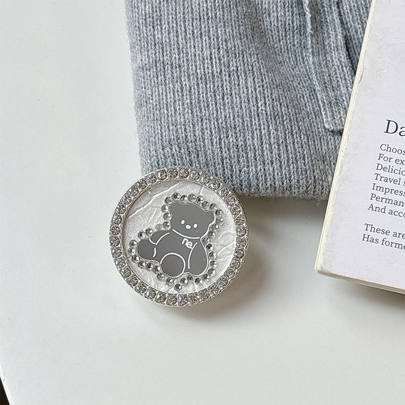 Creative Magnetic Desktop Drama Mobile Phone Airbag Holder Rhinestone Bear Mirror Advanced Sense Ring Female
