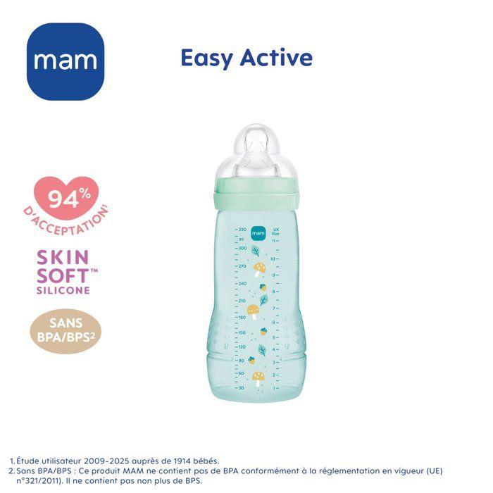 Biberon - MAM BABY - Easy Active - +6 mois - 330 ml - Tétine débit X - Ice