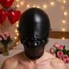 Attrezzatura per Interazione Adulti Maschera Bondage in Ecopelle, Cappuccio per Bocca Regolabile per Coppie, Maschera a Copertura Totale Copricapo Cosplay Gioco di Ruolo & Festa Coppie