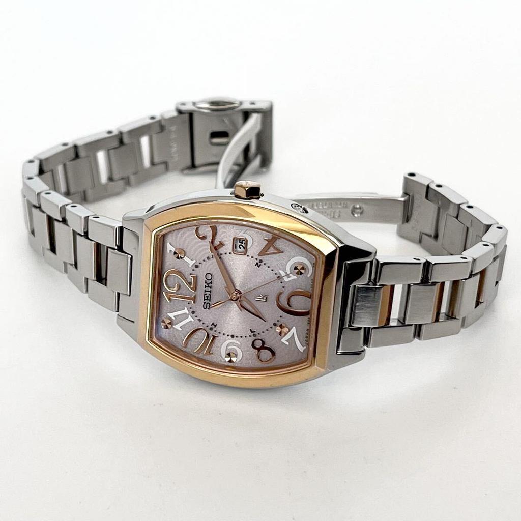 Used [In operation] Polished SEIKO LUKIA women's watch radio solar good condition pink silver dial gold s2382