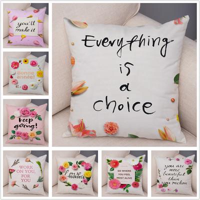 Bedroom Living Room Sofa Decorative Cushion Cover Home Car Decoration Plant Floral Print Pillowcase