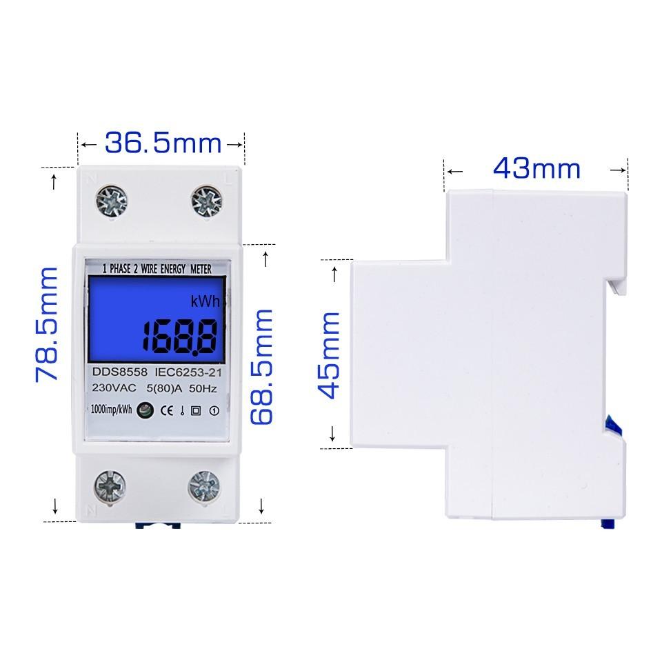 Digital LCD Kwh Wattmeter Power Consumption Energy Meter Electric Din Rail 230V