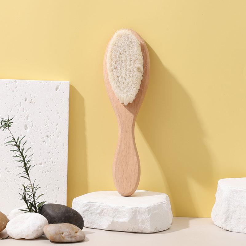 New Pattern 2pcs Baby Care Beech Wool Brush Bath Brush Massage Smooth Hair Massage Beech Flat Comb Baby Cleaning Products