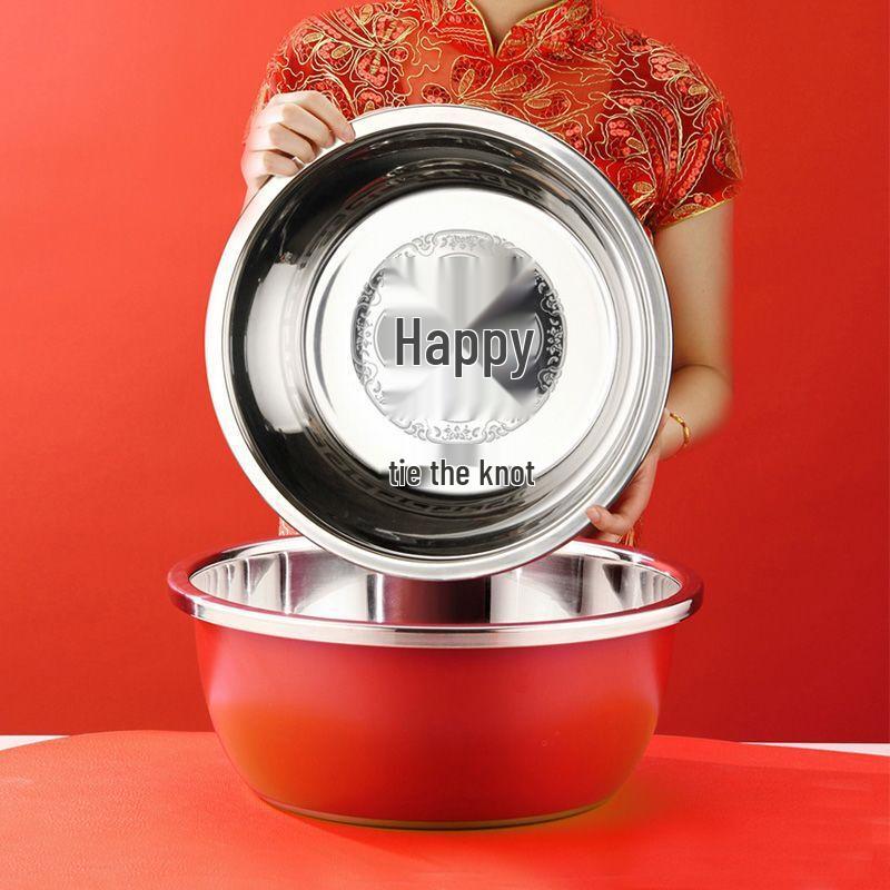 Red Stainless Steel Wedding Basin Set