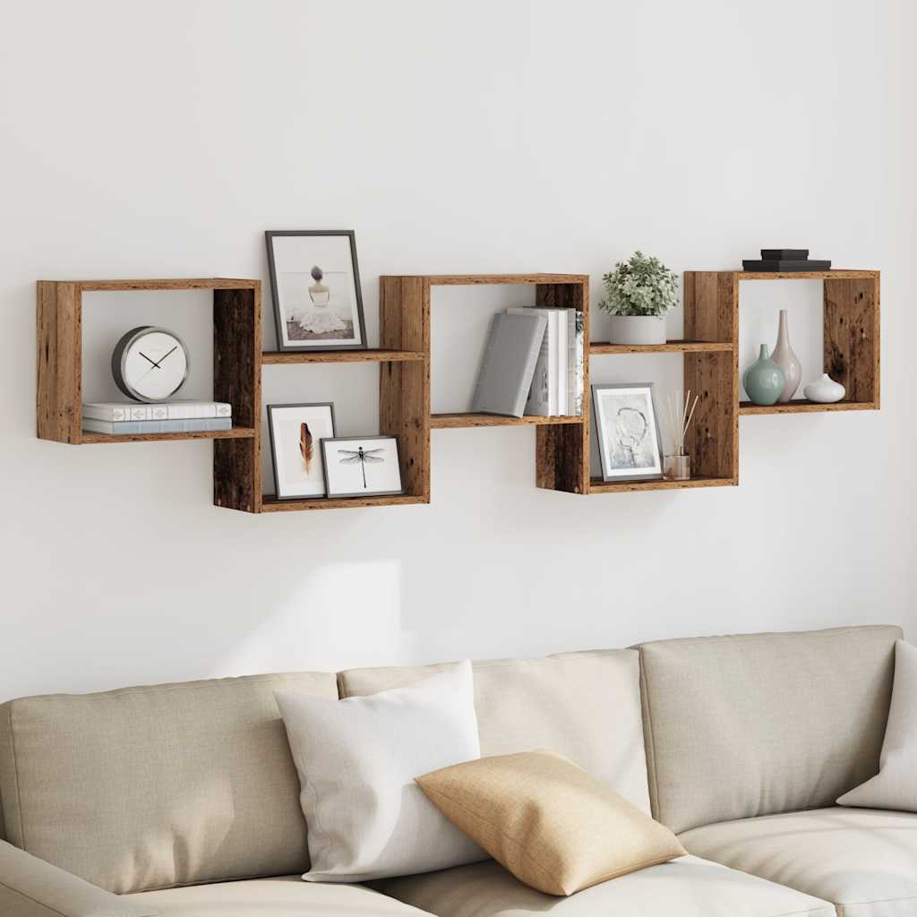 Cube Shelf with 5 Compartments Rustic Wood Effect Engineered Wood