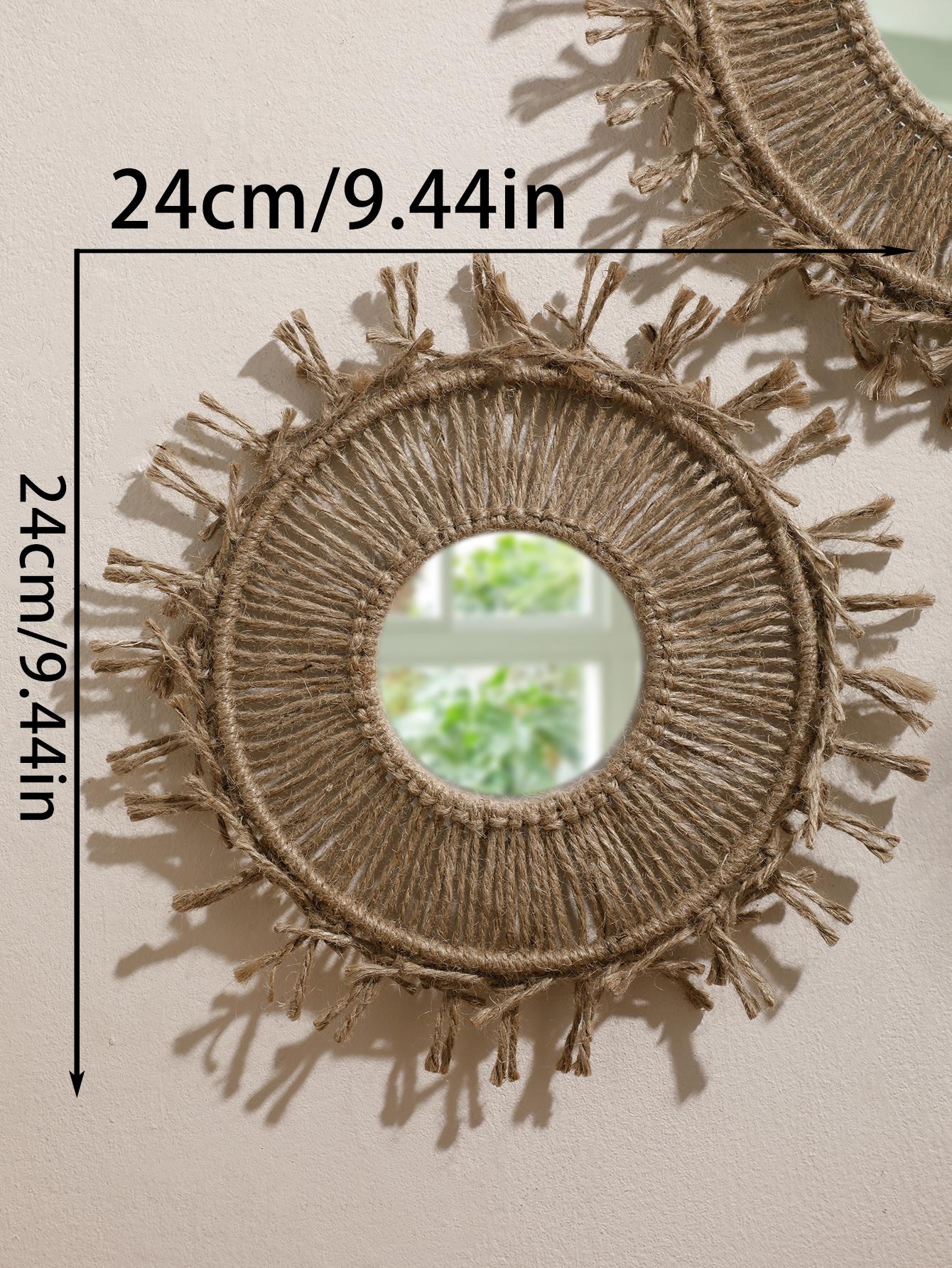 Коричневая комната Декоративные зеркала Настенный декор Бохо Макраме Круглое косметическое зеркало Настенное зеркало для комнаты Плетеные изделия из макраме Искусство Декор дома