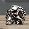 Polierter Kapala Totenkopfring Herren Jungen Edelstahl Motorrad Biker Ring Dominanter Männlicher Gothic Totenkopfringe Großhandel