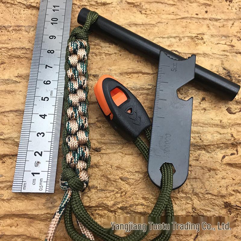 Outdoor Survival Flint Fire Starter with Paracord Lanyard