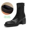 Krazing Po Microfiber Winter Round Toe Size 33 Western Boots Size 43 Zipper Thick High Heels Pleated Decoration Ankle Boots