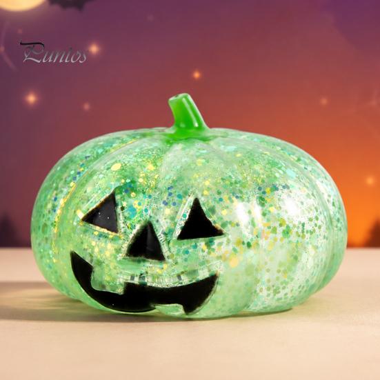 Glittery Fidget Ball 1/2/3Pcs Halloween Pumpkin Stress Relief Toy, Creepy Head Squeeze Elastic Toy Glitter for Kids Adults, Party Favors Relaxation