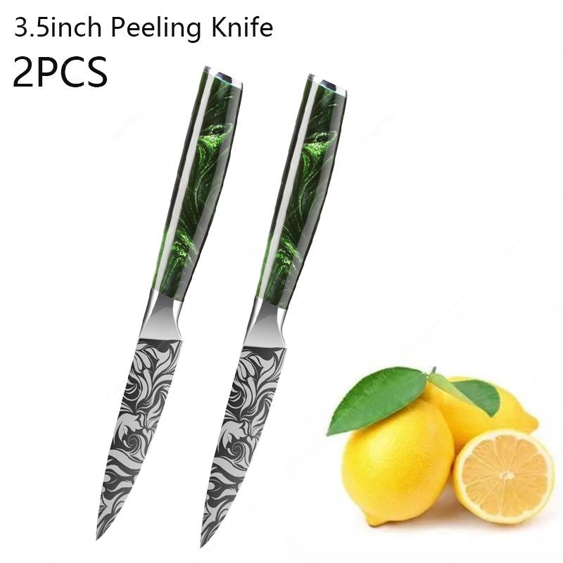 Stainless Steel Fruit Knife Small Damascus Pattern Fruit Peeling and Slicing Multi-purpose Knife Household Kitchen Knife