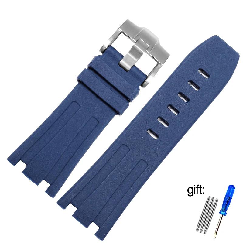 Für AP 15703 Armband Gummi-Uhrenarmband 28mm Schwarz Wasserdicht, Schweißbeständig und Verschleißfest Armband Herren