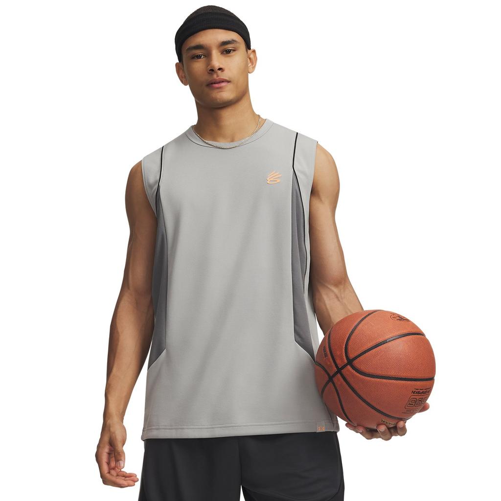 Under Armour Training Basketball Workout Lightweight Sweat-Wicking Breathable Comfortable Versatile Casual Vest Men tops Titanium-Gray 6010919-069