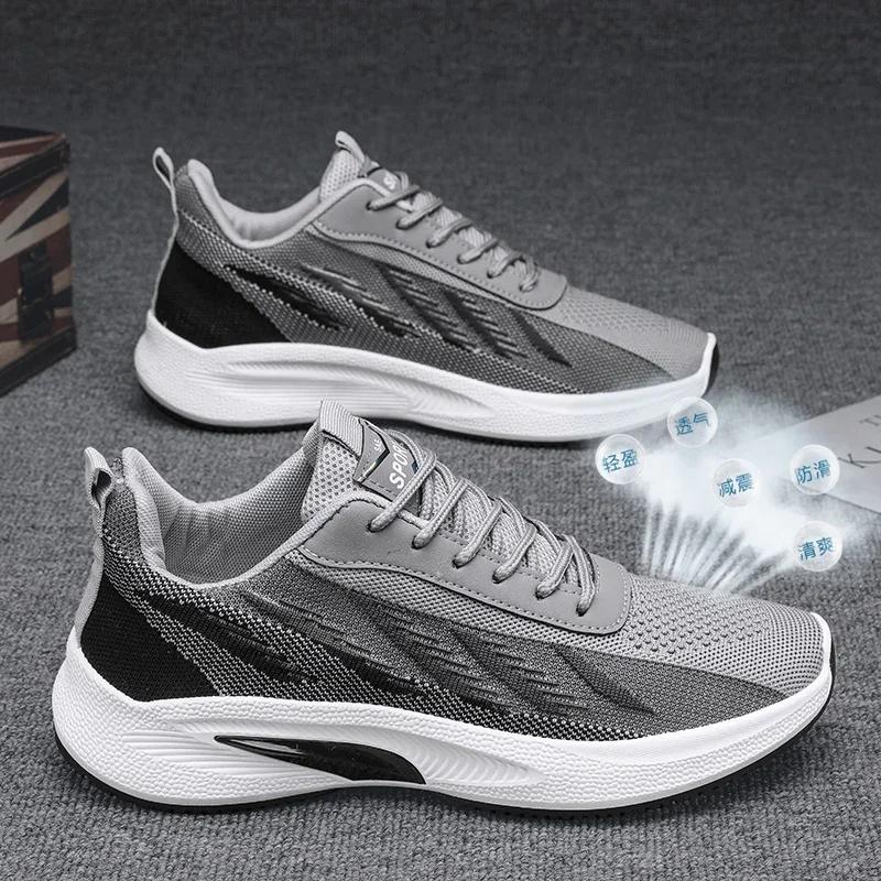 Men Sport Lightweight Running Sneakers Casual Breathable Shoes Non-slip Comfortable White Big Size