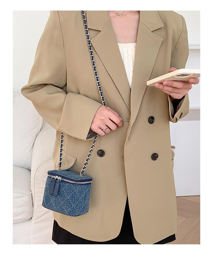 Bags for Women  New Korean Fashion Denim Chain Crossbody Bag Simple Versatile Single Shoulder Pack Mini Square Handbags