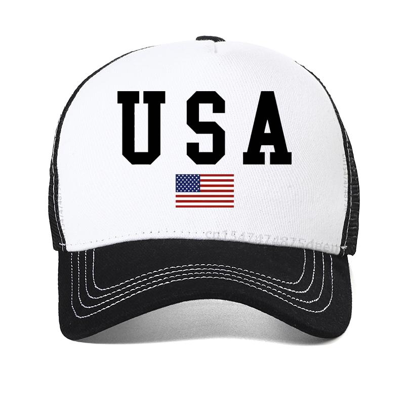 Women Breathable Baseball Cap Summer Men USA Letter Flag Outdoor Visor Casual Caps Adjustable Snapback Hat Mesh Trucker Hats