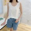 Women's Soft Modal Sleeveless Tank Top Pleated U-Neck Loose Fit Camisole