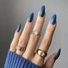 24 Pcs Medium Long Solid Almond Press On Nails Full Coverage Removable Fake Nails Art Wearable False Nail Set