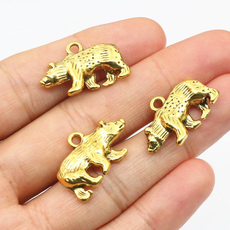 10pcs 24x15x5mm Bear Charms Pendant Alloy Metal DIY Jewelry Making Accessories Findings for Necklace Bracelet Keychains Findings