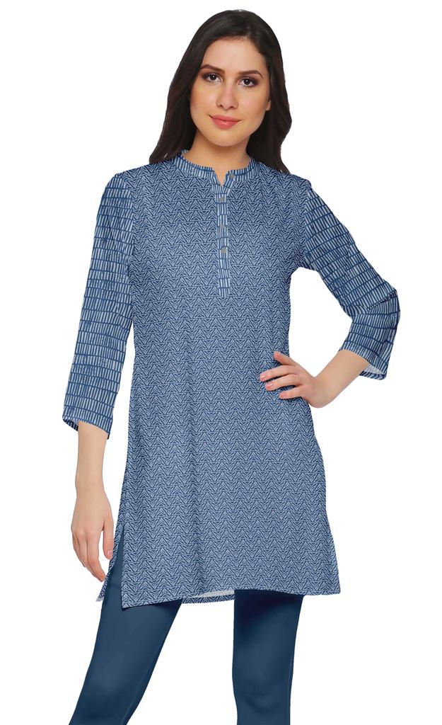 Moomaya Printed Side Slit Short Kurta Tunic For Women Summer Wear Ladies