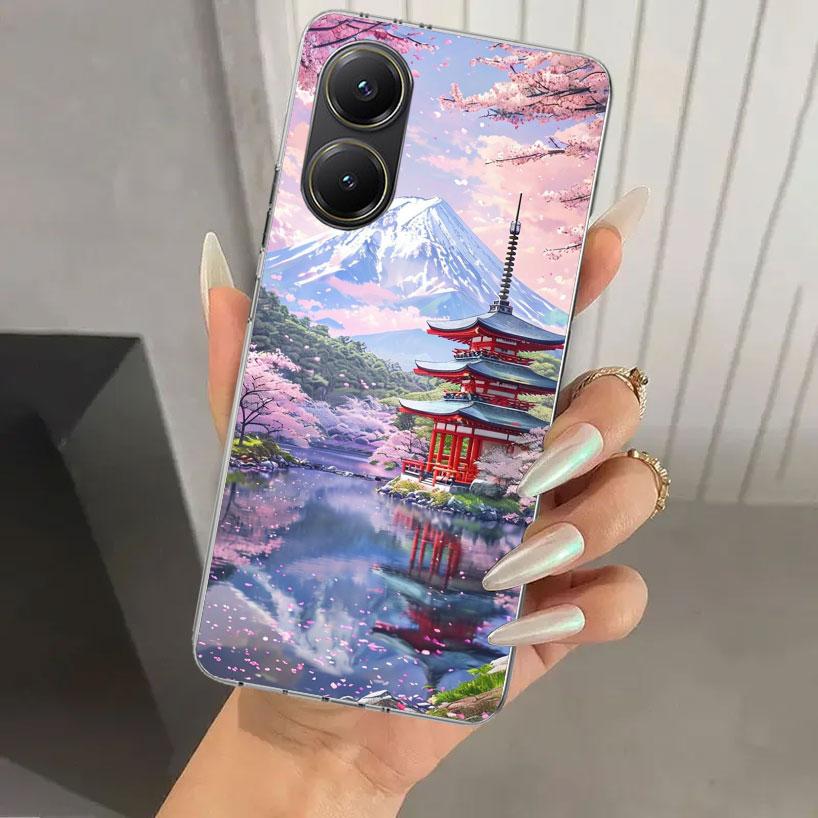 Japanese Cherry Mount Fuji Phone Case for Xiaomi Poco X5 X6 X7 Pro F7 Ultra M7 Redmi 15 15C 13 13C 12 12C 10 10A 10C 9 9A 9C 9T