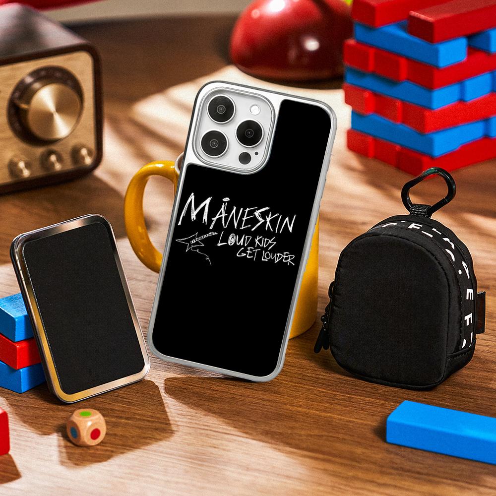 

ManeS-skinS Hip Hop band poster Phone Case for iPhone 16 15 14 13 12 11 Pro Max Sheepskin Silver-edged protective case iPhone16
