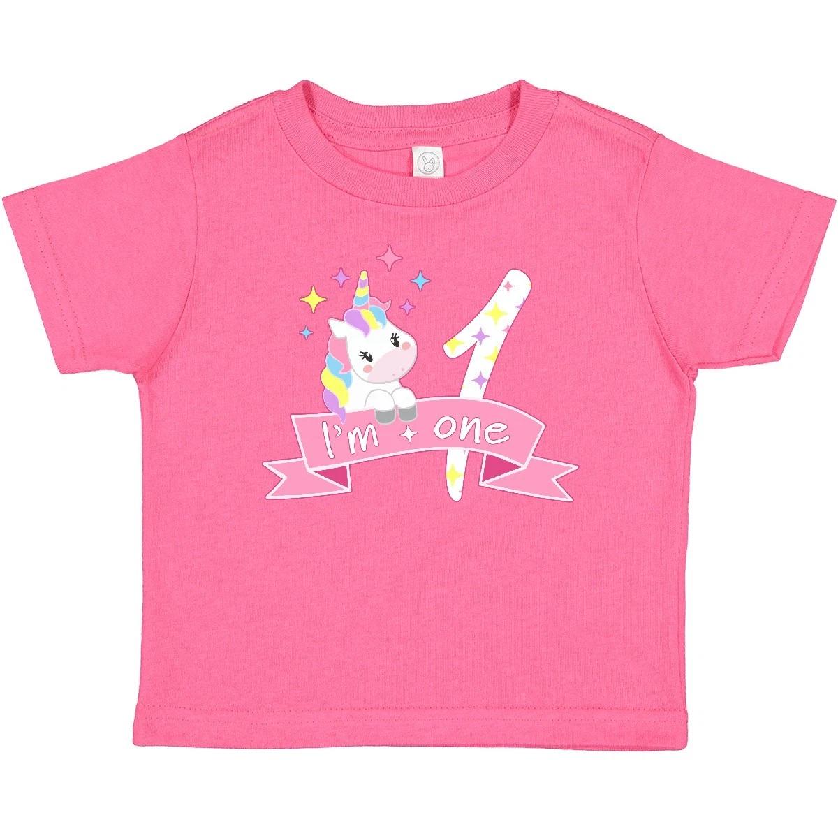Inktastic I m One- Cute Unicorn 1st Birthday Baby T-Shirt Birthdays First 1 Old 140