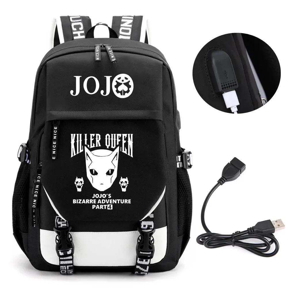 Anime JOJO Jonathan Joestar Golden Experience Rugzak Schooltas met USB-poort Laptopvak voor Jongens Meisjes Reistas 12 inches