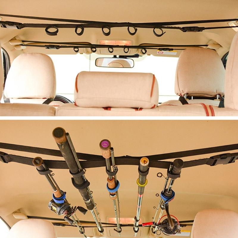 Adjustable Fishing Rod Holder Car Fixed Belt Fishing Rod Strap Fishing Rod Rack