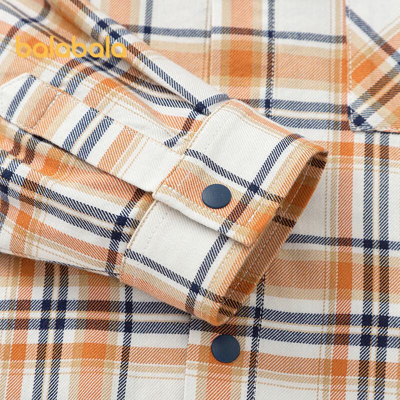 Balabala Boys' Flannel Plaid Long-Sleeve Shirt
